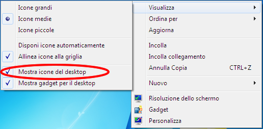 Visualizzare Icone Desktop su Windows 7